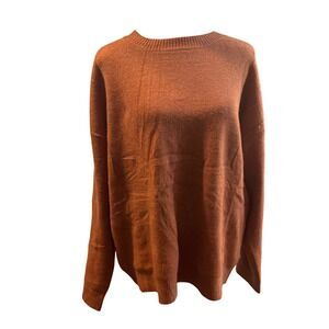 Discount Divas Boutique Women's Plus Size Sweater Burnt Orange Crew Neck Top 1XL